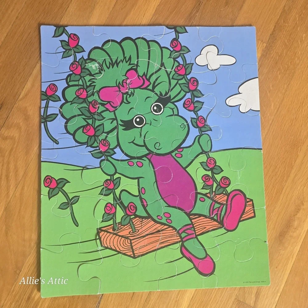 2 Barney Puzzles Lot Baby Bop Swim Sea Animal Dinosaur 24 35 Large Piece Vintage